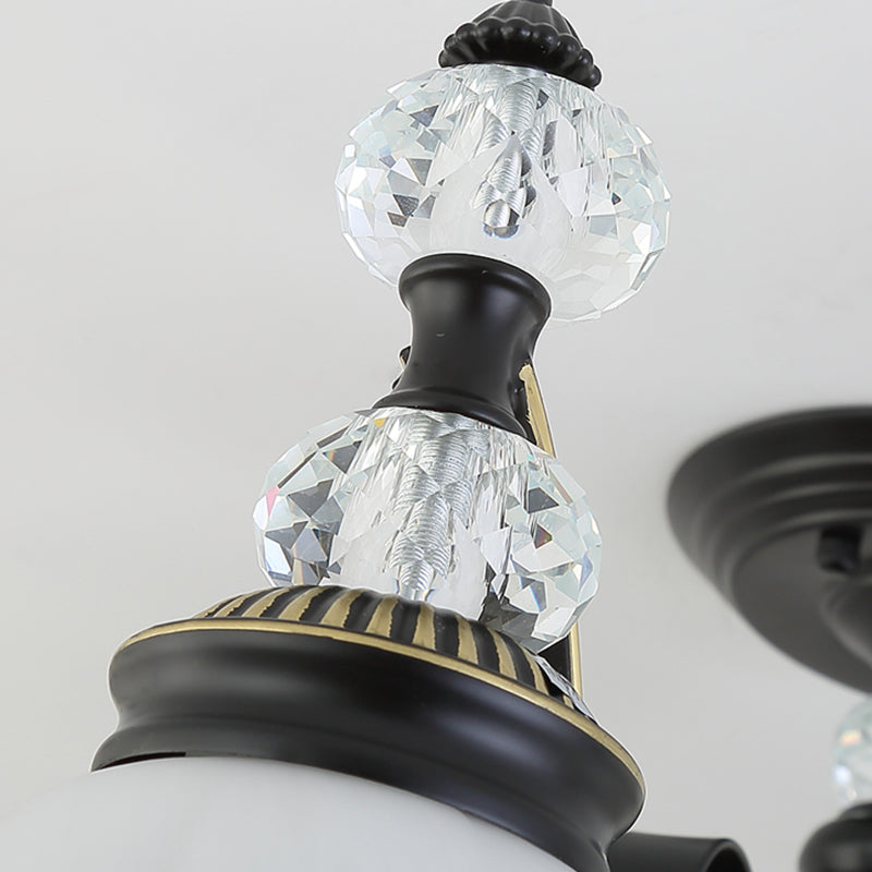 Plafonnier traditionnel en verre noir en forme de cloche
