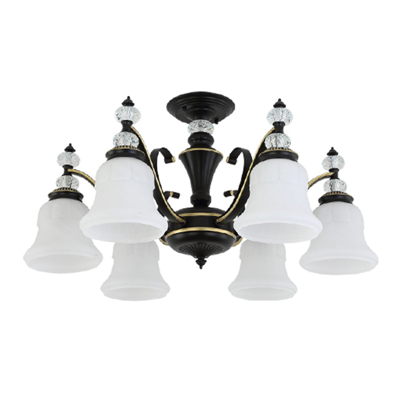 Plafonnier traditionnel en verre noir en forme de cloche