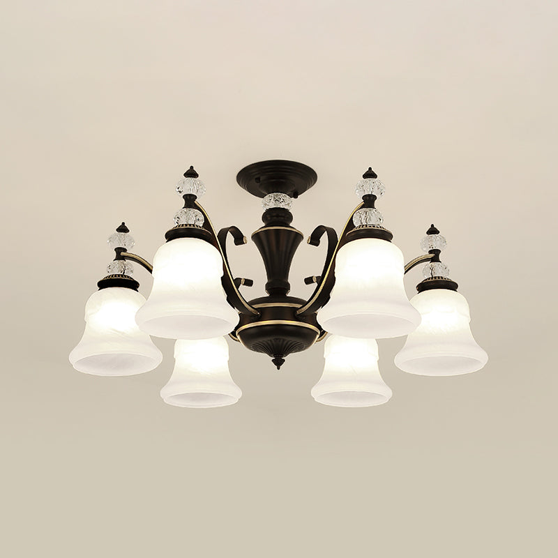 Plafonnier traditionnel en verre noir en forme de cloche