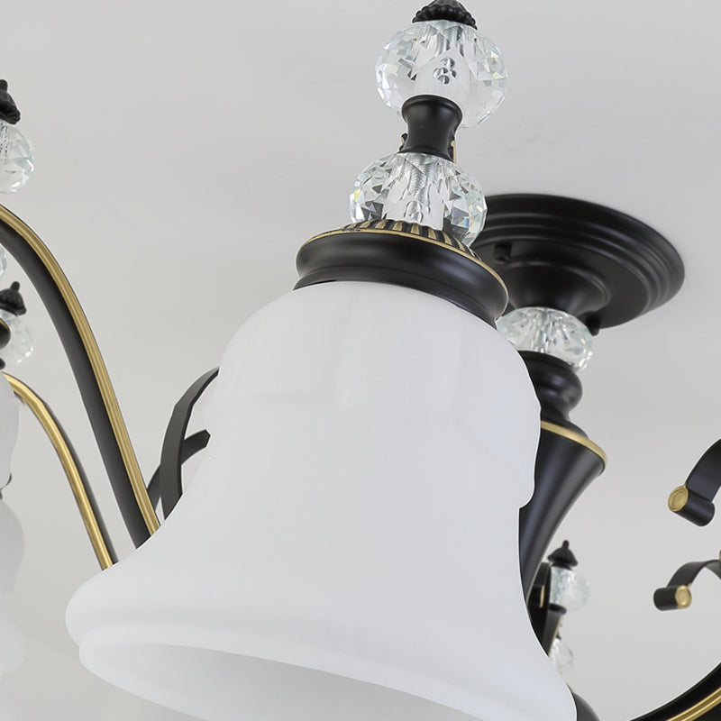Plafonnier traditionnel en verre noir en forme de cloche