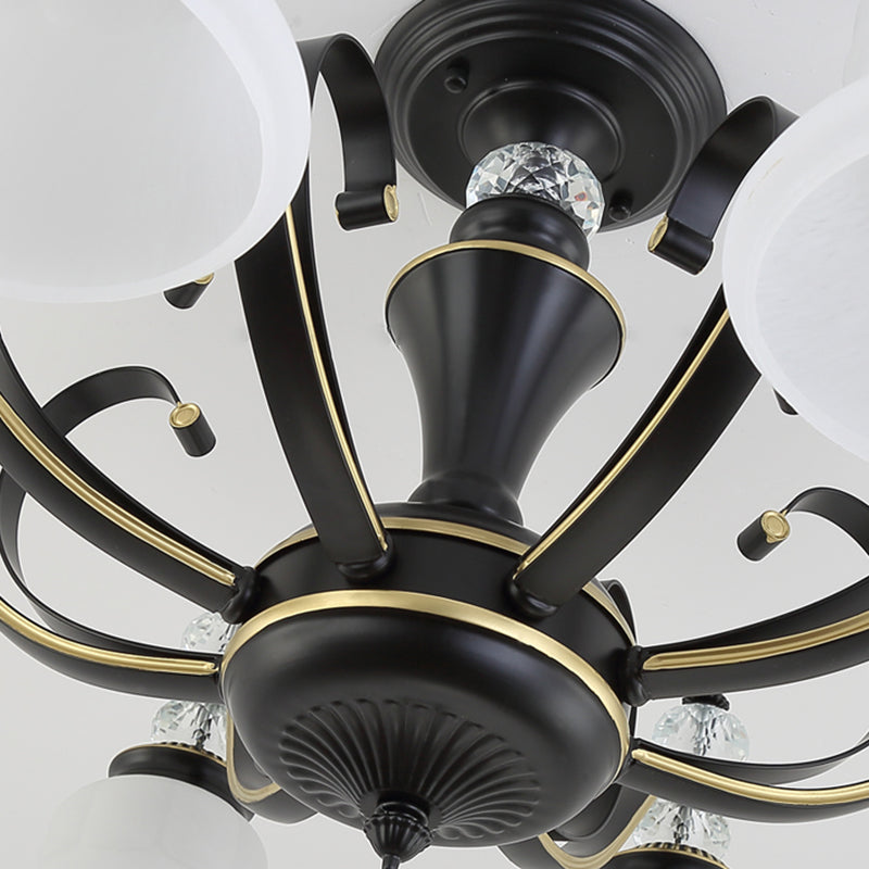 Plafonnier traditionnel en verre noir en forme de cloche