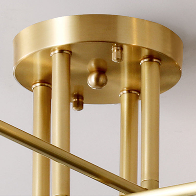 Gold Globe Semi-Flush Light Fixture Modern Glass Shade Ceiling Lamp Fixture