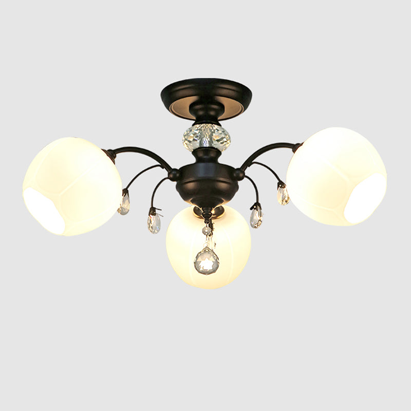 Glas Schwarz Semi Flush Mount Lighting Kugel-minimalistische Deckenleuchte