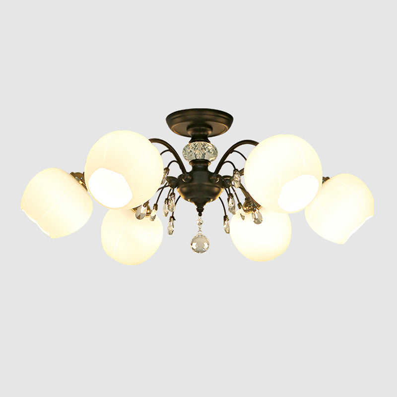 Glas Schwarz Semi Flush Mount Lighting Kugel-minimalistische Deckenleuchte