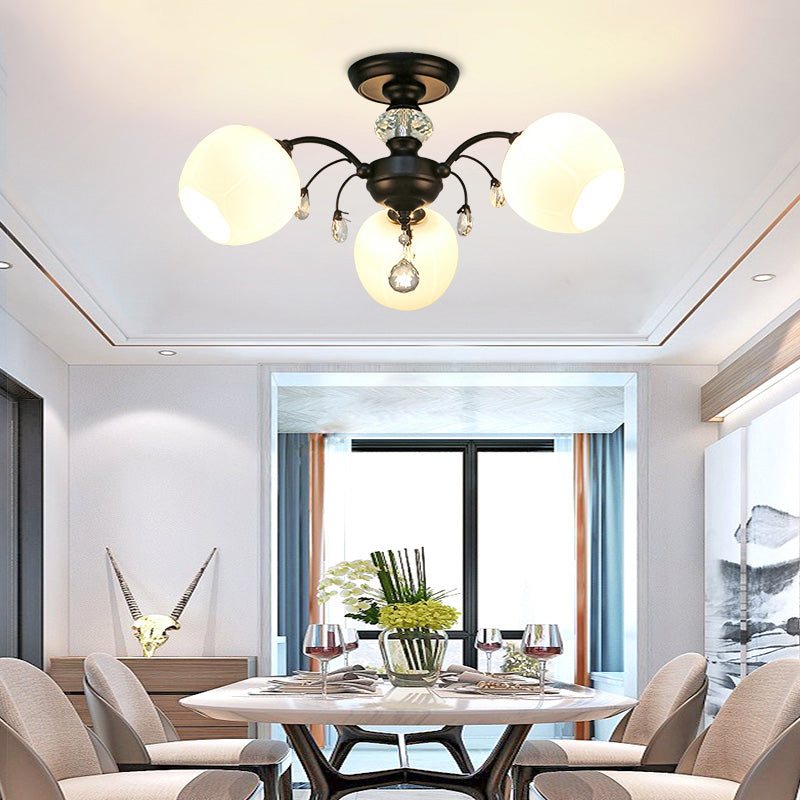 Glas Schwarz Semi Flush Mount Lighting Kugel-minimalistische Deckenleuchte