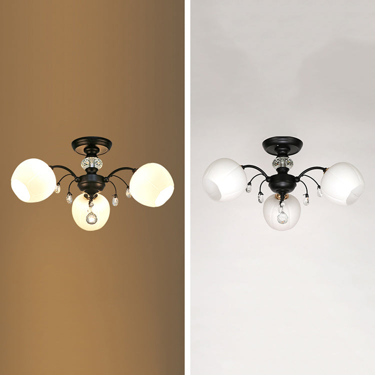 Glas Schwarz Semi Flush Mount Lighting Kugel-minimalistische Deckenleuchte