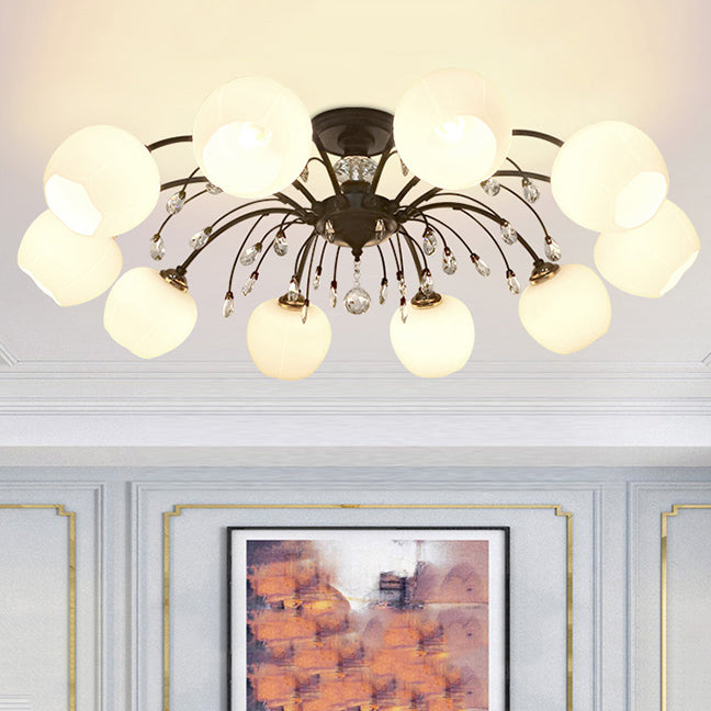 Glas Schwarz Semi Flush Mount Lighting Kugel-minimalistische Deckenleuchte
