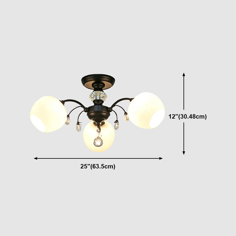 Glas Schwarz Semi Flush Mount Lighting Kugel-minimalistische Deckenleuchte