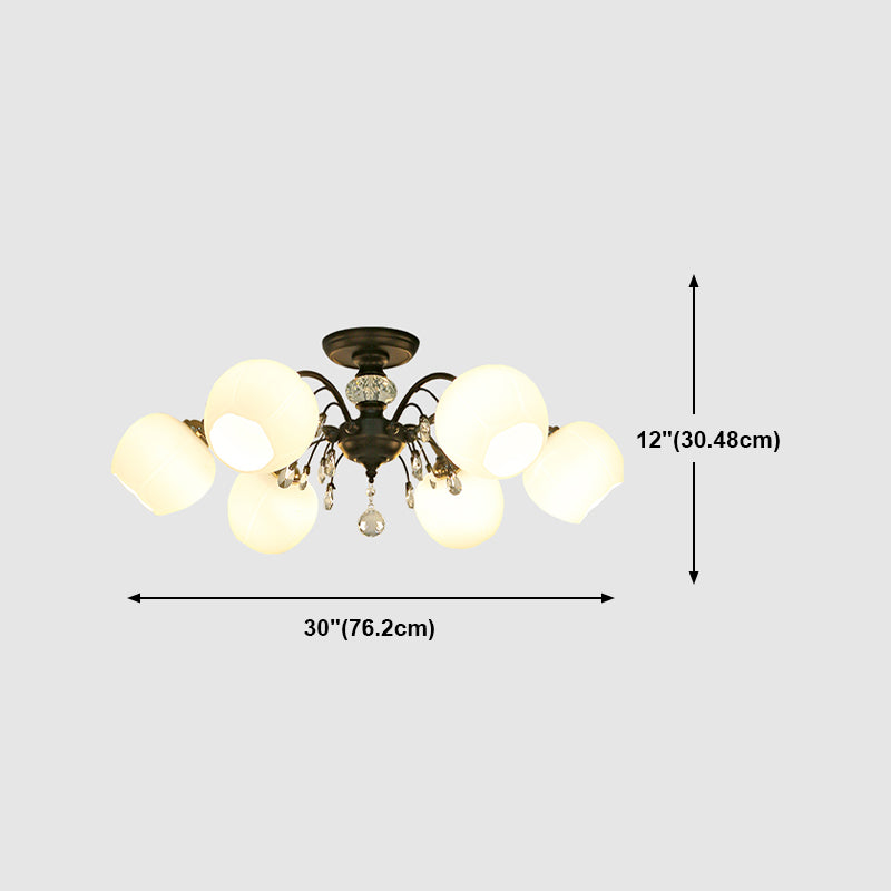 Glas Schwarz Semi Flush Mount Lighting Kugel-minimalistische Deckenleuchte