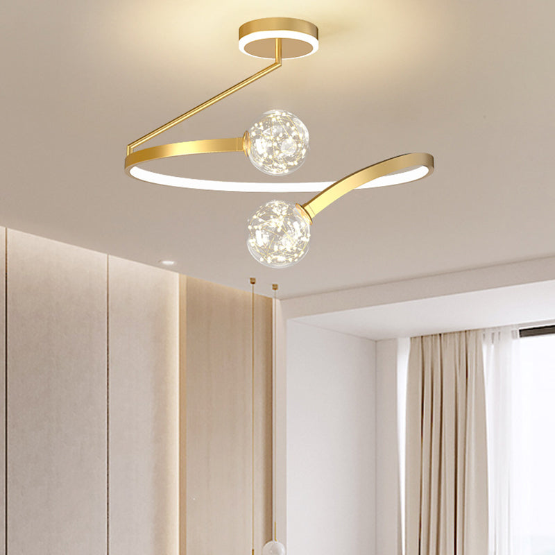 Sfeer Metal Semi Flush Mount Licht Moderne Stijl LED Gouden Plafond Verlichting