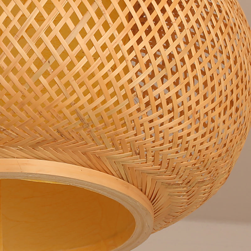 Luminaire rond en bambou pour montage au plafond, semi-encastré beige d'Asie
