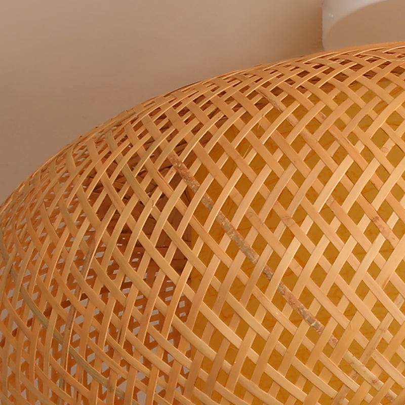 Luminaire rond en bambou pour montage au plafond, semi-encastré beige d'Asie