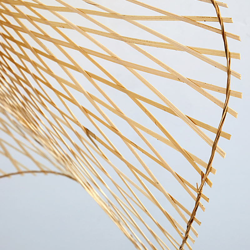 Twist Ceiling Light Fixture Asia Style Bamboo Beige Flush Mount Ceiling Lamp