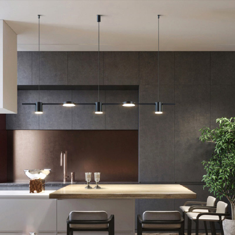 Nordic Metal Island Light Black Cylinder Multi Light Island Colgante para comedor
