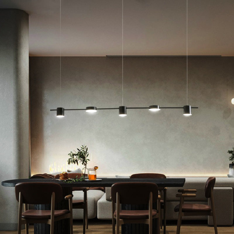 Nordic Metal Island Light Black Cylinder Multi Light Island Colgante para comedor