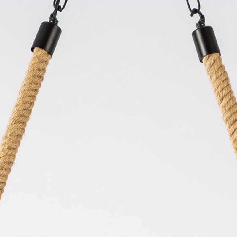 Rope industrial Natural Isla Ligera Black Metal Shade Island Colgante para café