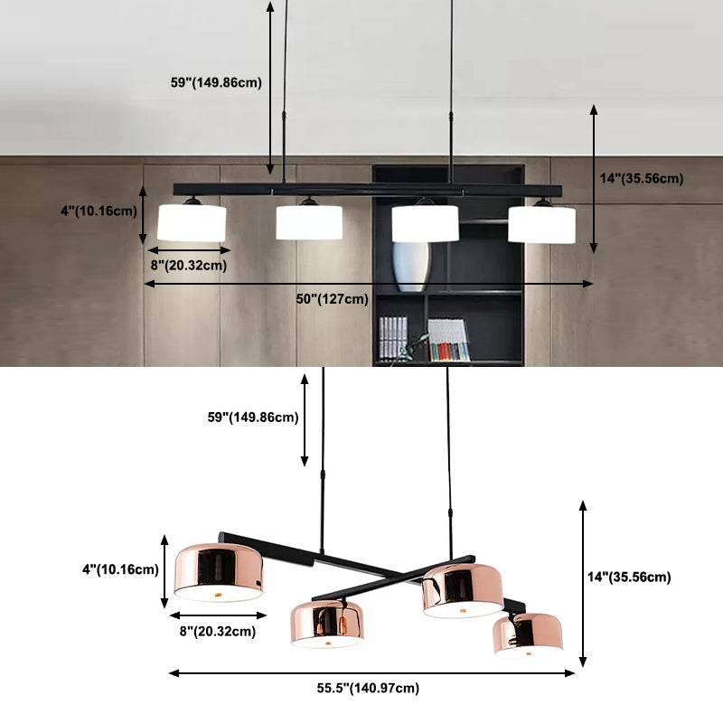 Postmodern Metal Island Light Forma 4 Lights Island Colgante para comedor