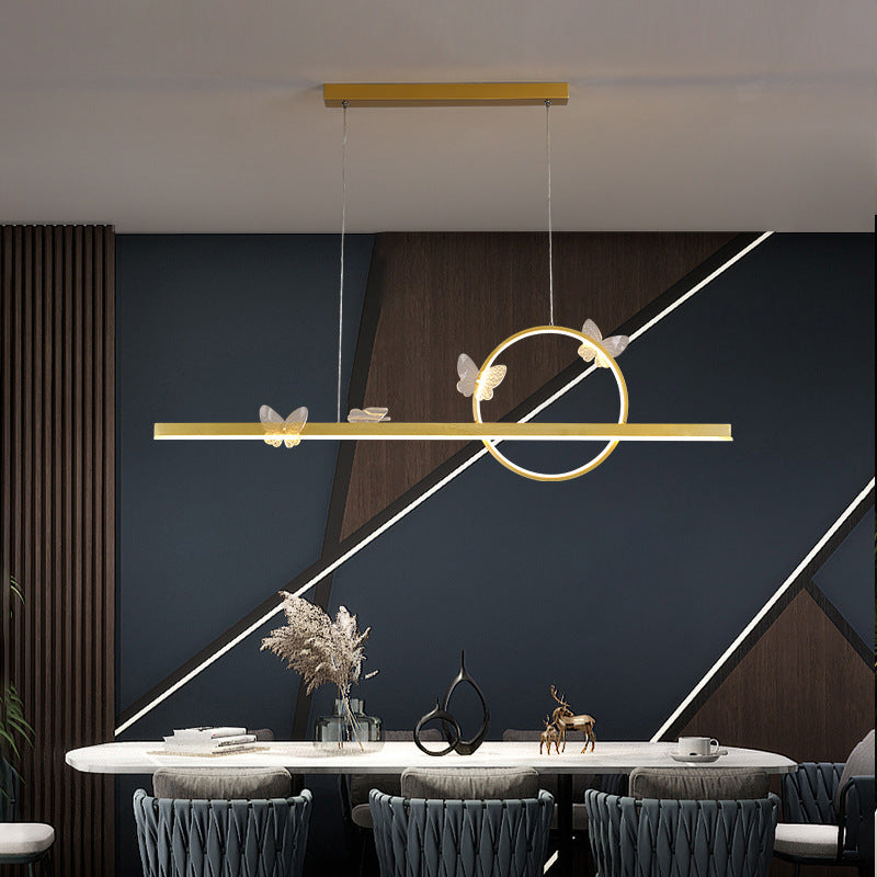 Colgante moderno de la isla de mariposa de oro de la isla de metal para el comedor