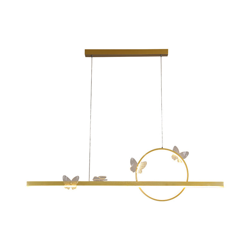 Colgante moderno de la isla de mariposa de oro de la isla de metal para el comedor