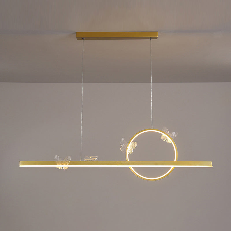 Colgante moderno de la isla de mariposa de oro de la isla de metal para el comedor