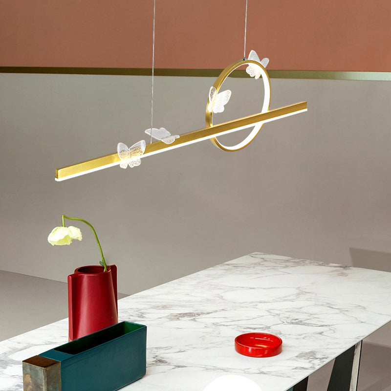 Colgante moderno de la isla de mariposa de oro de la isla de metal para el comedor