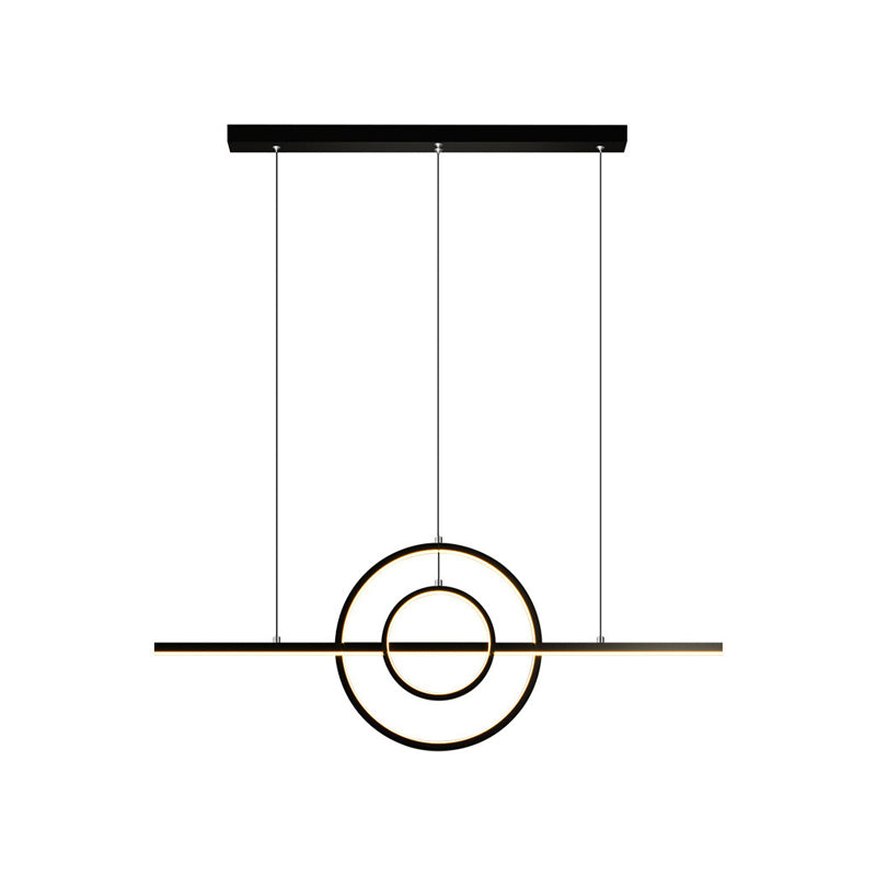 3-Lights Geometric Island Light Modern Metal LED Island Pendant for Living Room