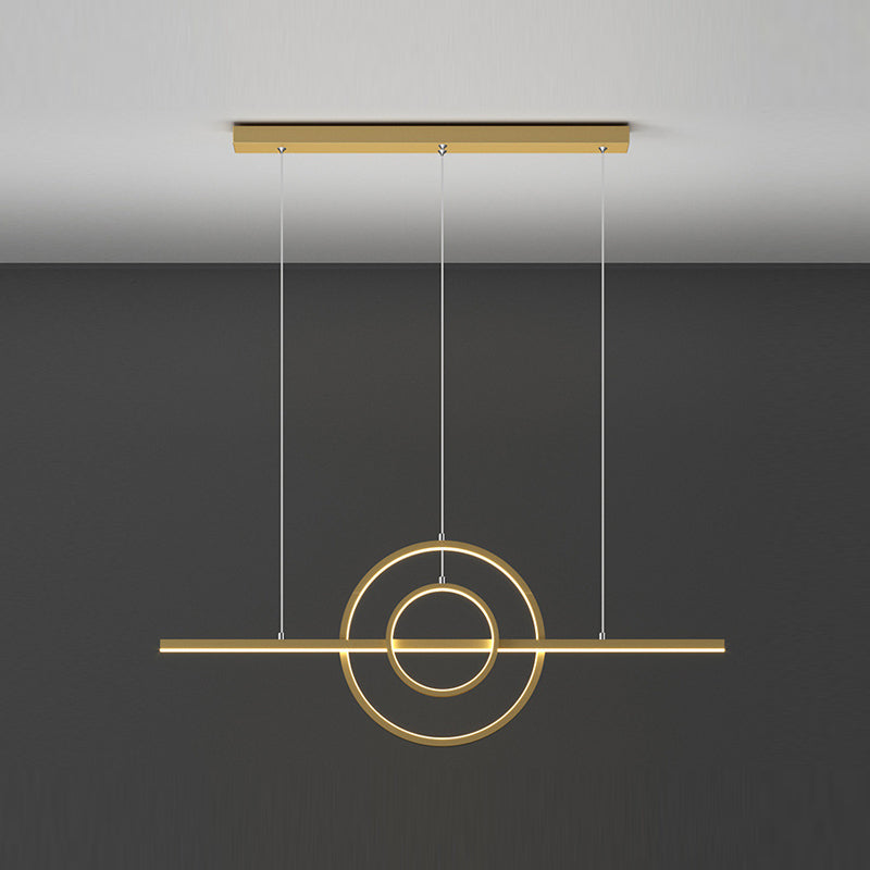 3-Lights Geometric Island Light Modern Metal LED Island Pendant for Living Room