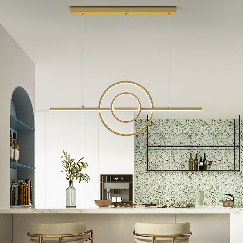 3-Lights Geometric Island Light Modern Metal LED Island Pendant for Living Room