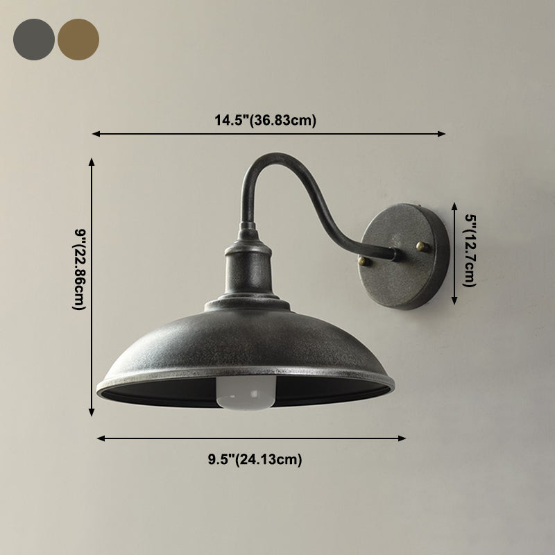 1 Light Dome Wall Mounted Light Fixture Industrial Style Metal Wall Sconce Lights