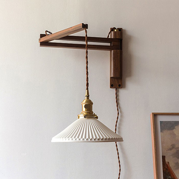 Moderner Stil Geometrischer Wandleuchten Holz 1 Lichtwandmontierte Beleuchtung