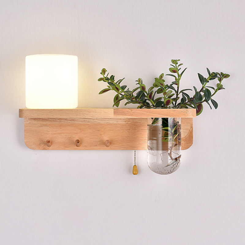 Moderne Holz Wandleuchte Scheuel ohne Pflanzen kreative Glasschattenwandleuchte