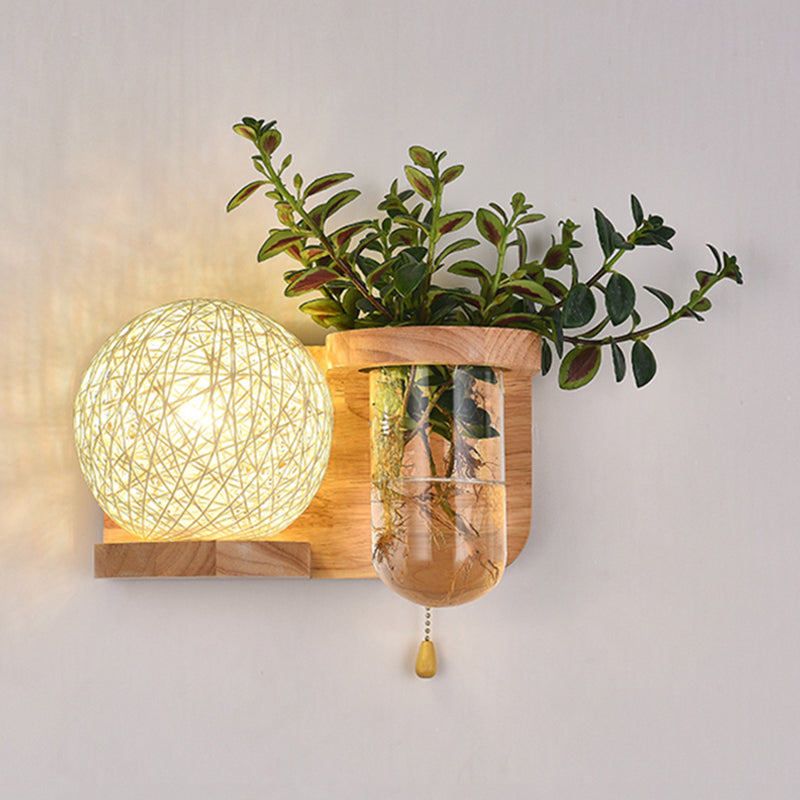 Moderne Holz Wandleuchte Scheuel ohne Pflanzen kreative Glasschattenwandleuchte