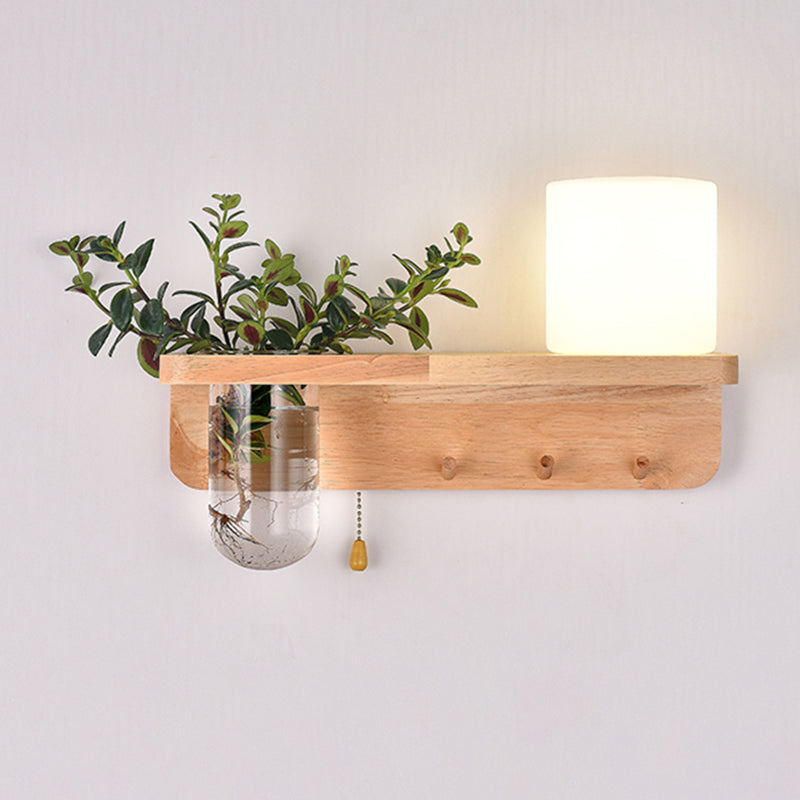 Moderne Holz Wandleuchte Scheuel ohne Pflanzen kreative Glasschattenwandleuchte