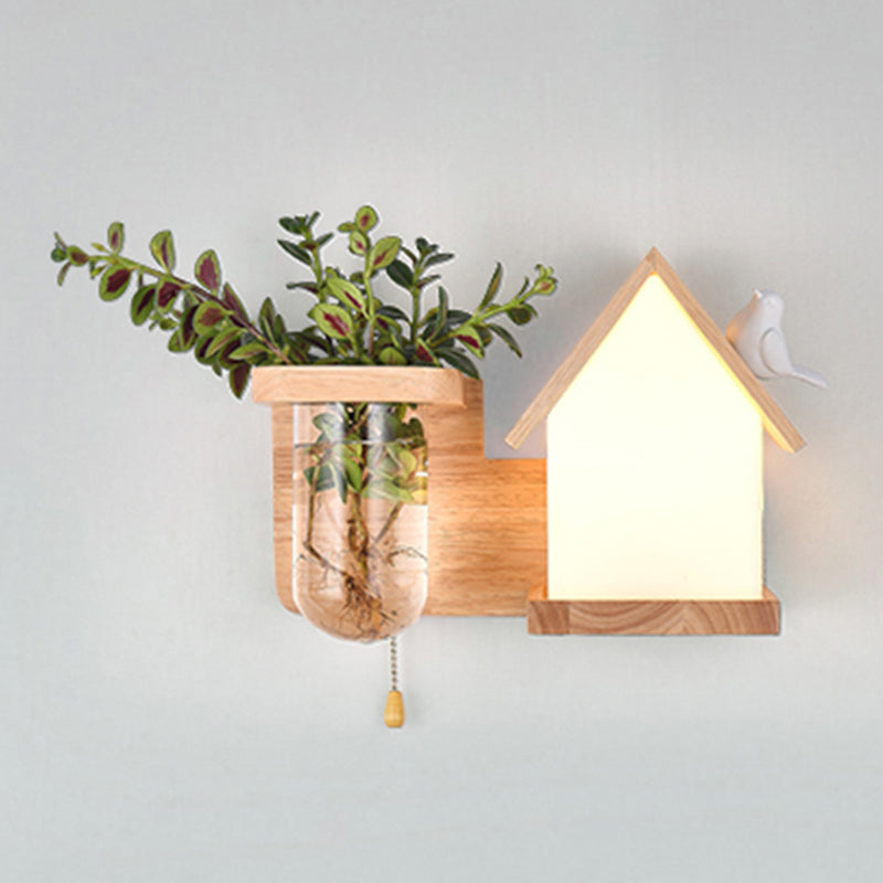 Moderne Holz Wandleuchte Scheuel ohne Pflanzen kreative Glasschattenwandleuchte