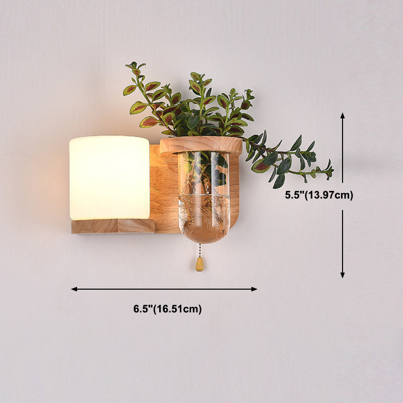 Moderne Holz Wandleuchte Scheuel ohne Pflanzen kreative Glasschattenwandleuchte