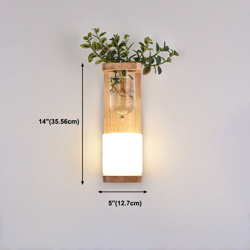 Moderne Holz Wandleuchte Scheuel ohne Pflanzen kreative Glasschattenwandleuchte