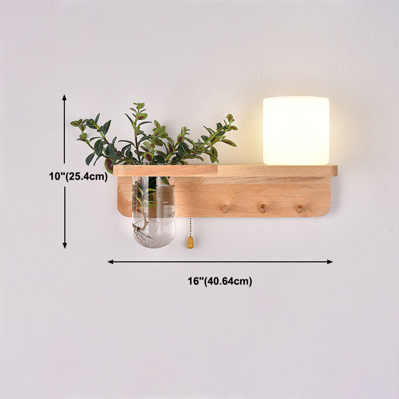 Moderne Holz Wandleuchte Scheuel ohne Pflanzen kreative Glasschattenwandleuchte