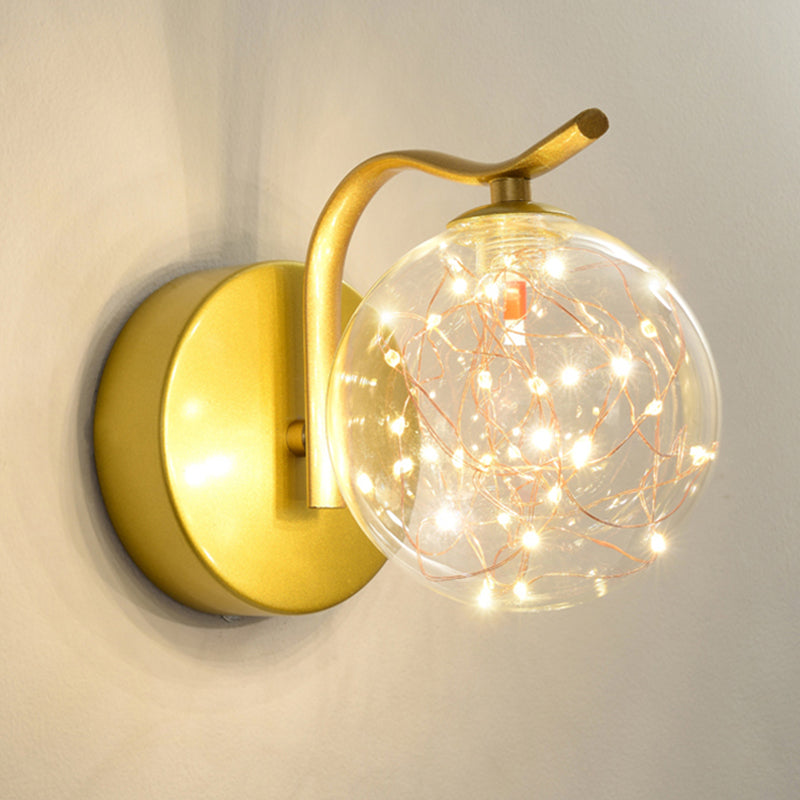 Forme de bille Lumière de mur de verre Style moderne 1 lumière lumineuse lumière murale