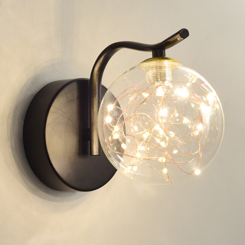 Forme de bille Lumière de mur de verre Style moderne 1 lumière lumineuse lumière murale