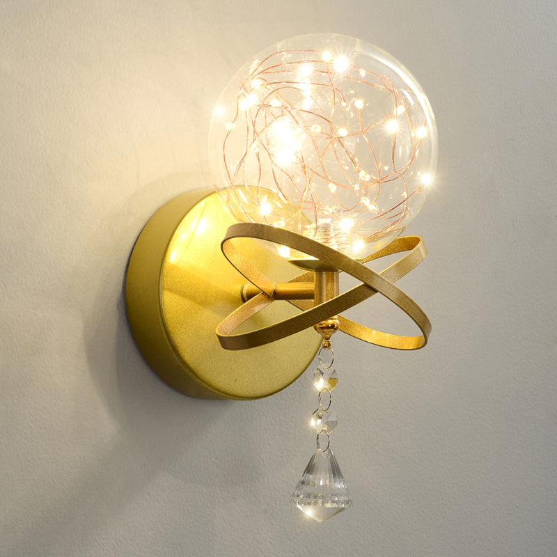 Forme de bille Lumière de mur de verre Style moderne 1 lumière lumineuse lumière murale