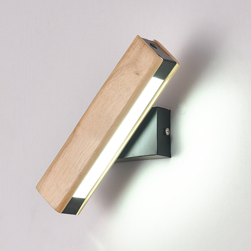 1 Light Rectangle Wall Mounted Lamps Modern Style Wood Wall Lamps