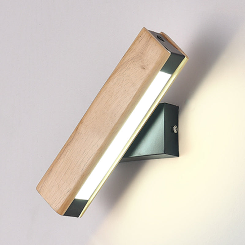 1 Light Rectangle Wall Mounted Lamps Modern Style Wood Wall Lamps