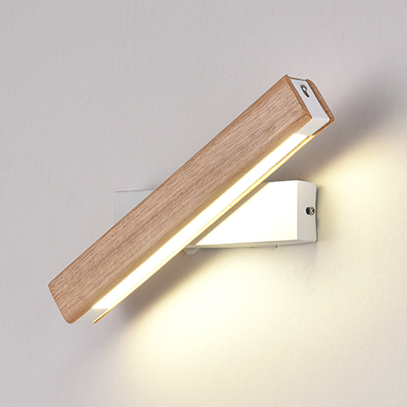 1 Light Rectangle Wall Mounted Lamps Modern Style Wood Wall Lamps