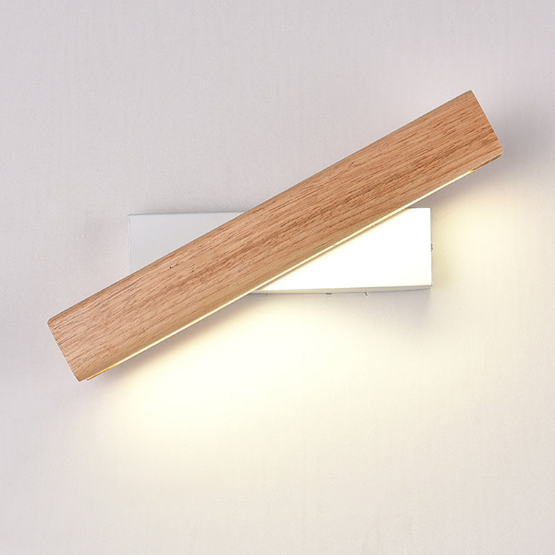 1 Light Rectangle Wall Mounted Lamps Modern Style Wood Wall Lamps