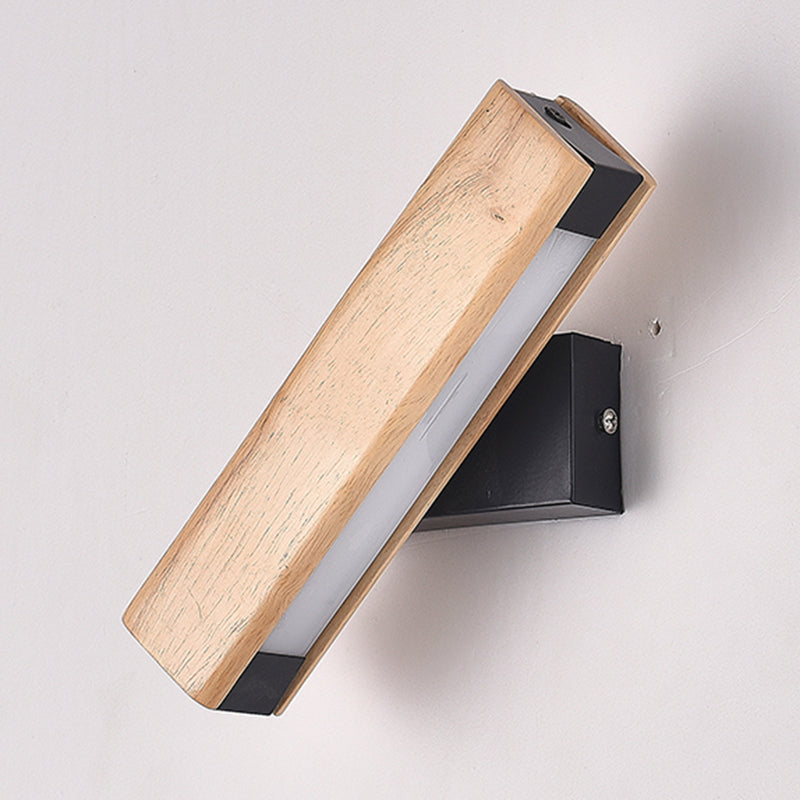 1 Light Rectangle Wall Mounted Lamps Modern Style Wood Wall Lamps