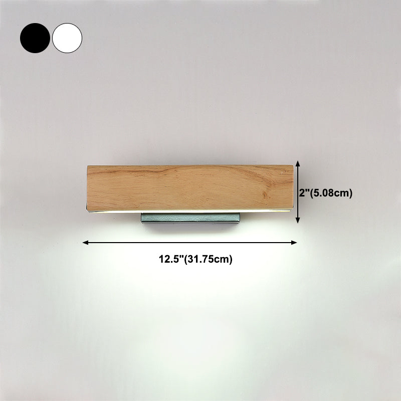 1 Light Rectangle Wall Mounted Lamps Modern Style Wood Wall Lamps