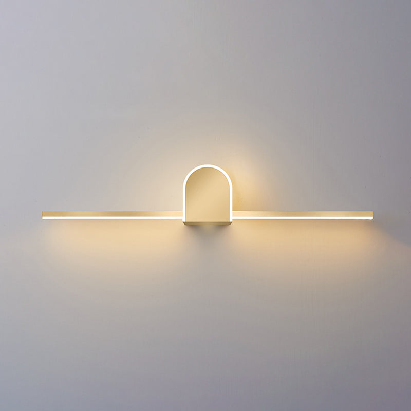 Metal Linear Wall Vanity Light Modern Style 1 Light Vanity Lighting Ideas in Gold