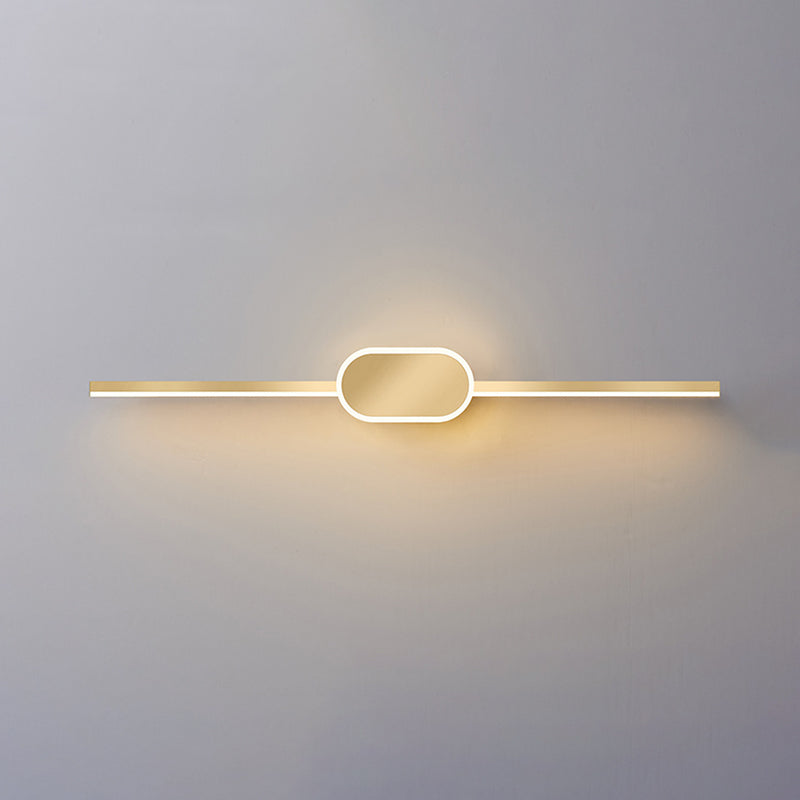 Metal Linear Wall Vanity Light Modern Style 1 Light Vanity Lighting Ideas in Gold