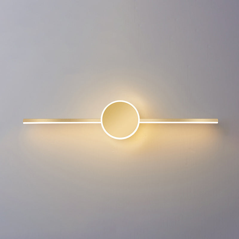 Metal Linear Wall Vanity Light Modern Style 1 Light Vanity Lighting Ideas in Gold