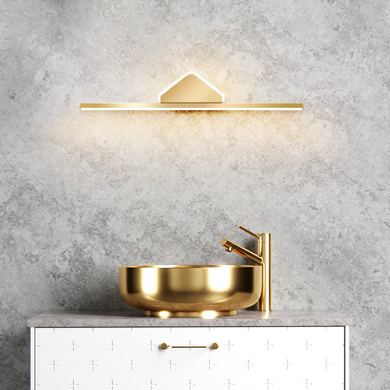 Metal Linear Wall Vanity Light Modern Style 1 Light Vanity Lighting Ideas in Gold